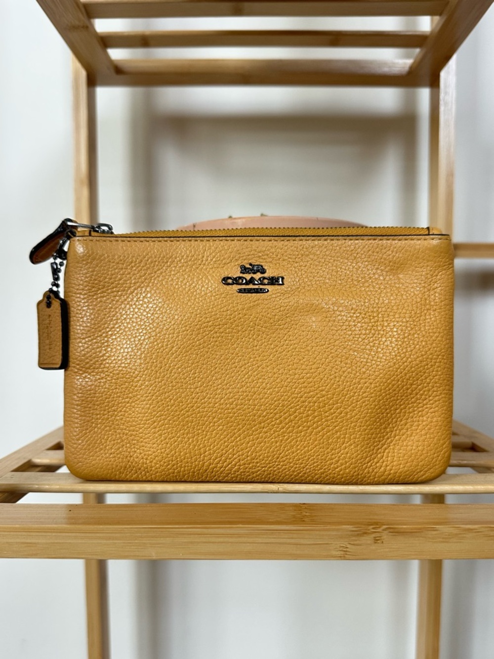 Coach Pebble Leather Yellow Pouch